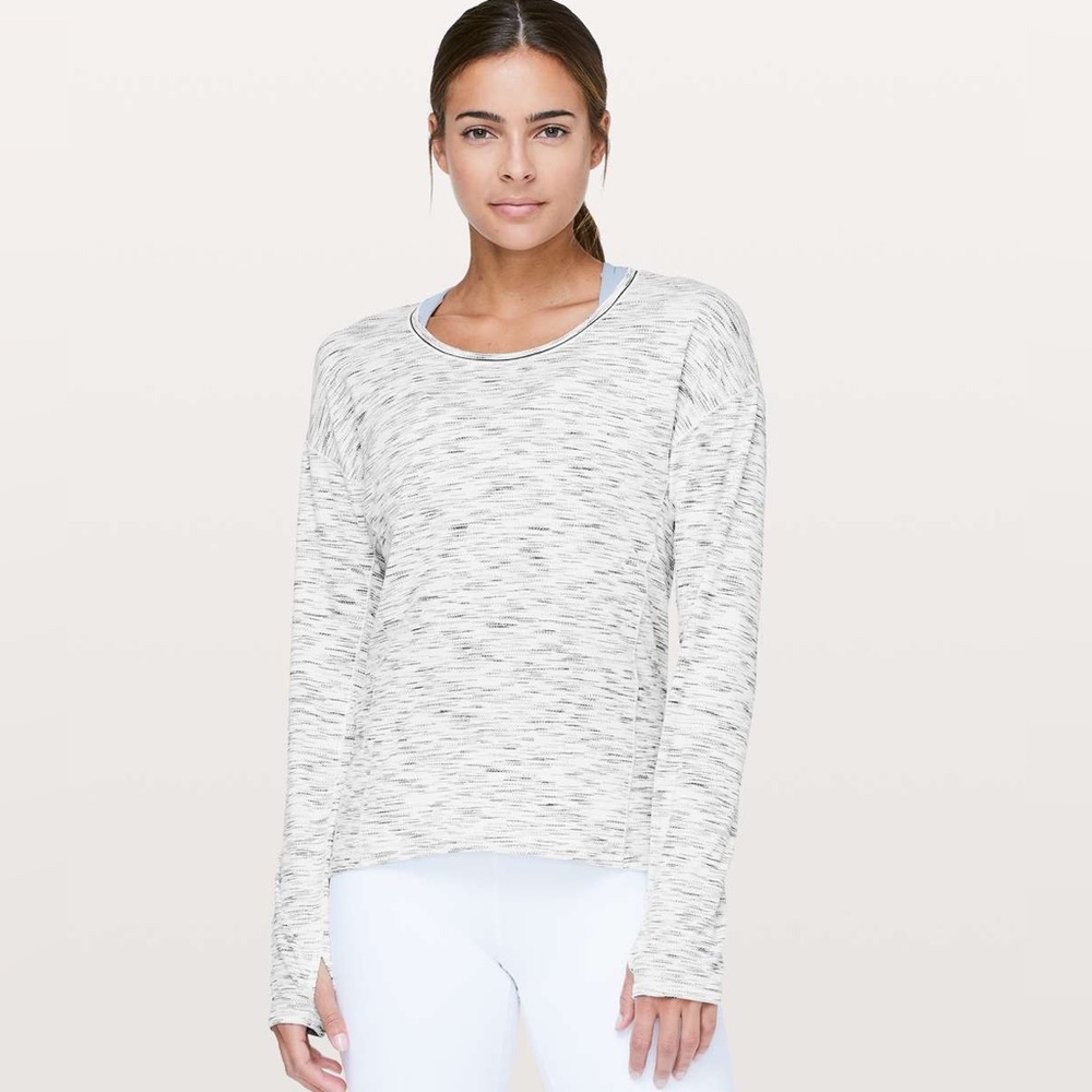 LULULEMON Sweat Embrace Long Sleeve size 8 in Tiger Space Dye Black White